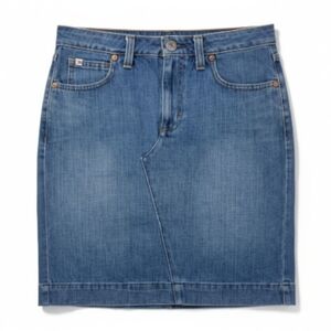 Tommy Hilfiger Denim Skirt Women Size 6 Front Zip Belt Loops Side Slit Cotton